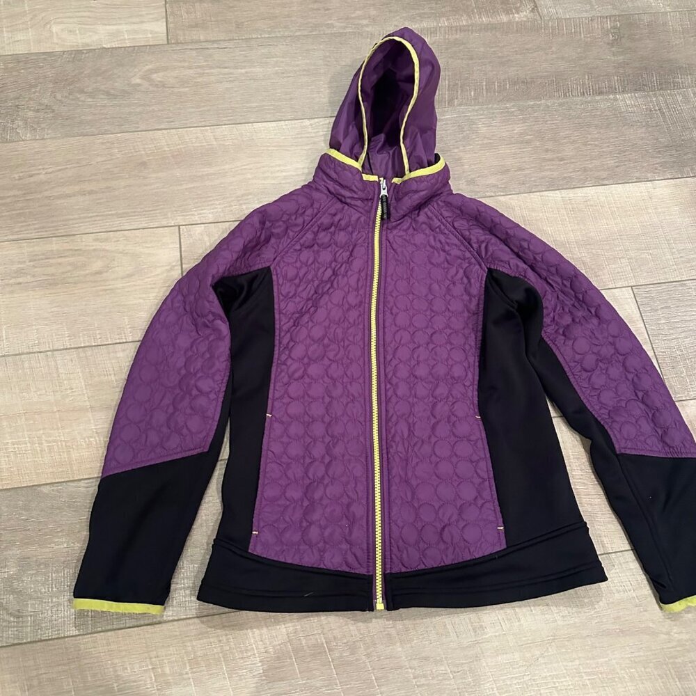 LANDS END GIRLS LIGHTWEIGHT JACKET HOODED MEDIUM 10/12 PURPLE